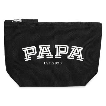 Papa Est. 2026 - Canvas Reißverschluss-Täschchen (12 x 13 cm) - Schwarz - Vorne