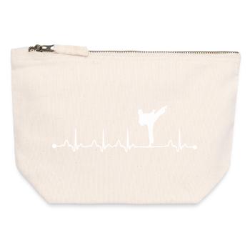 Karaté Battement de cœur, ECG, pulsation, arts martiaux, combattant - Pochette zippée en toile 12 x 13 cm - blanc naturel - Devant