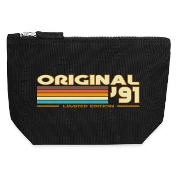 Originale 91er Retro-Streifen - Canvas Reißverschluss-Täschchen (12 x 13 cm) - Schwarz - Vorne