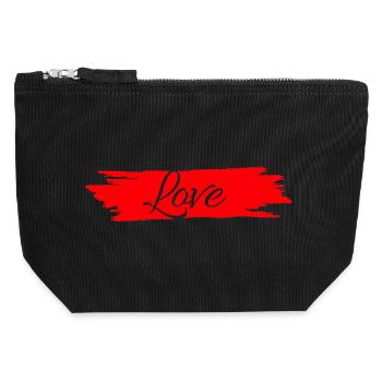 L’amour avec la bande de peinture rouge # - Pochette zippée en toile 12 x 13 cm - noir - Devant