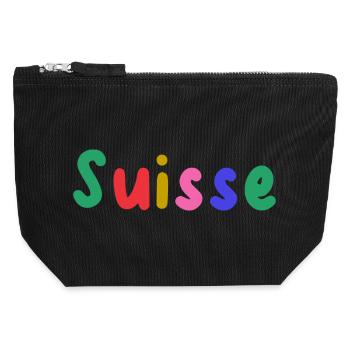 SUISSE. PAYS - Pochette zippée en toile 12 x 13 cm - noir - Devant