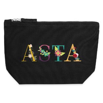 ASTA Name Decorated with Flowers - Canvas Zip Pouch 12 x 13 cm - black - Front
