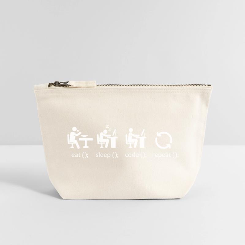 Eat Sleep Code Repeat - Funny Software Engineer Canvas Zip Pouch 12 x 13 cm