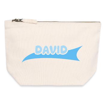 Prénom David - Pochette zippée en toile 12 x 13 cm - blanc naturel - Devant