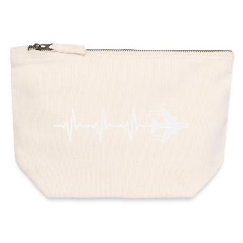 Flugzeug Herzschlag Pilot Luftfahrt Flieger - Canvas Reißverschluss-Täschchen (12 x 13 cm) - Naturweiß - Vorne