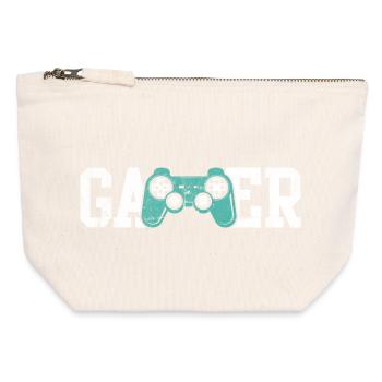 T-shirt de manette Gamer Glyphs - Pochette zippée en toile 12 x 13 cm - blanc naturel - Devant