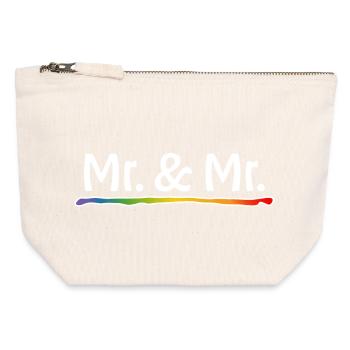 Rainbow Mr and Mr gay wedding - Canvas Zip Pouch 12 x 13 cm - nature - Front