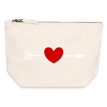 Valentines Red Heart, Valentine's Day - Canvas Zip Pouch 12 x 13 cm - nature - Front