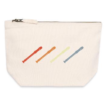 Flûtes vintage - Pochette zippée en toile 12 x 13 cm - blanc naturel - Devant
