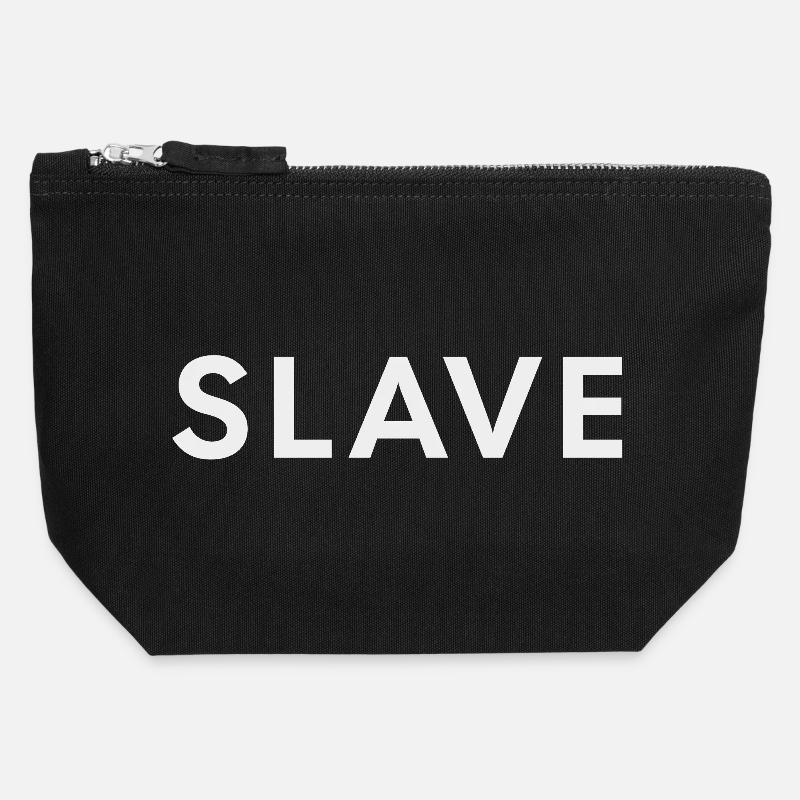 SLAVE Bold White Typography Design-BDSM Lifestyle - Canvas Zip Pouch 12 x 13 cm - black