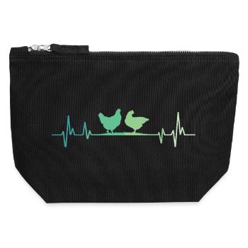 Hen heartbeat hens - Canvas Zip Pouch 12 x 13 cm - black - Front