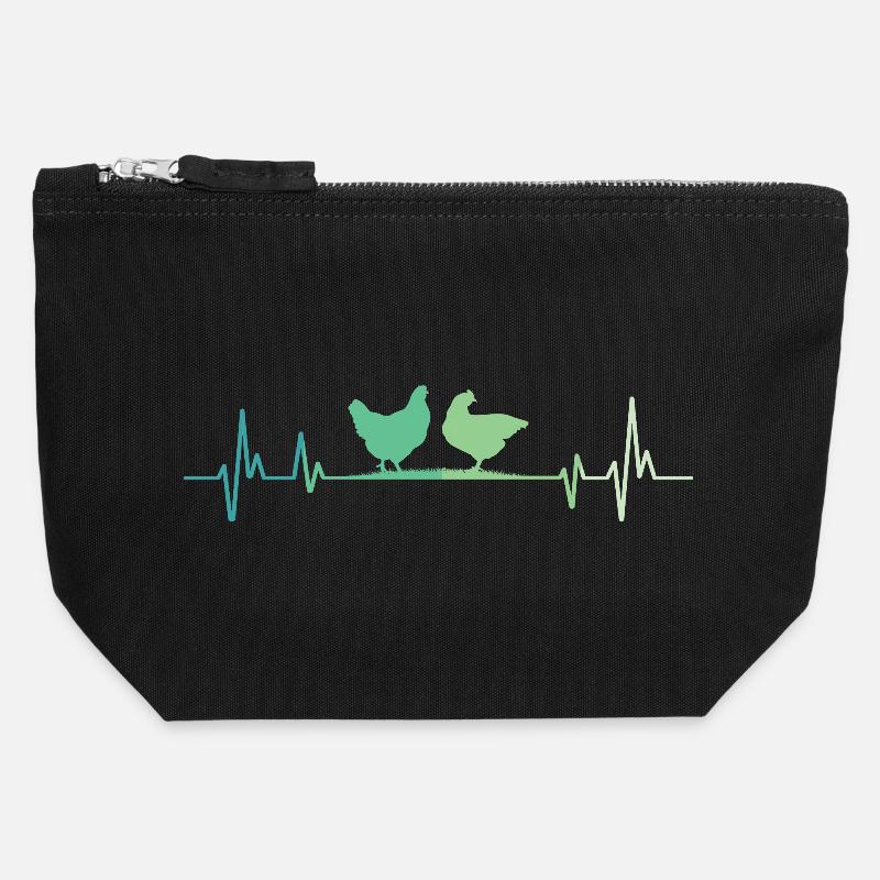 Hen heartbeat hens - Canvas Zip Pouch 12 x 13 cm - black