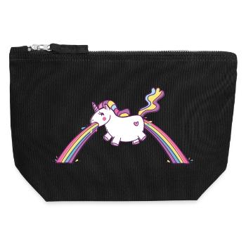 Kotzendes Einhorn, Regenbogen Kotze - Canvas Reißverschluss-Täschchen (12 x 13 cm) - Schwarz - Vorne
