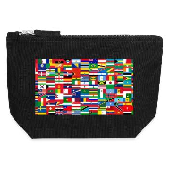 Farbenfrohe Collage-Weltflaggen - Canvas Reißverschluss-Täschchen (12 x 13 cm) - Schwarz - Vorne