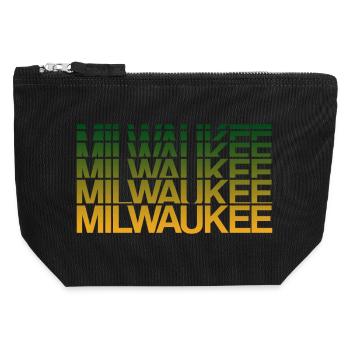 Milwaukee Gradient Blockprint - Canvas Zip Pouch 12 x 13 cm - black - Front