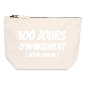 politique, homme politique, Macron - Pochette zippée en toile 12 x 13 cm - blanc naturel - Devant