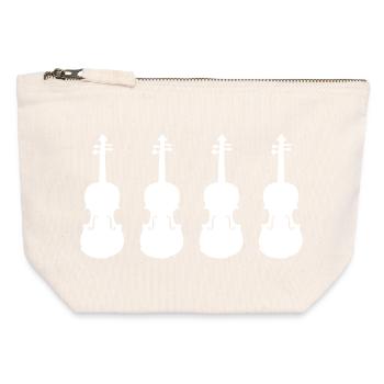 Modèles de violons rétro - Pochette zippée en toile 12 x 13 cm - blanc naturel - Devant