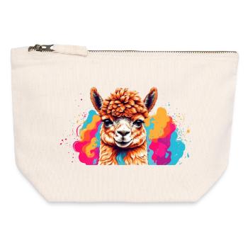 Llama Color Explosion - Canvas Zip Pouch 12 x 13 cm - nature - Front