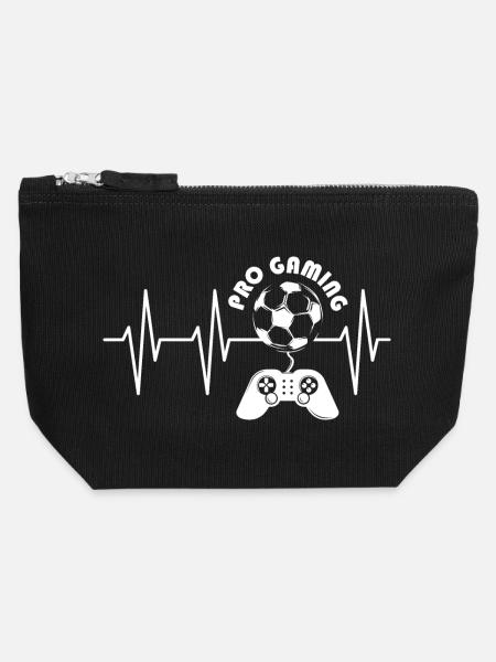 pro gaming Herzschlag Puls Fußball gamer icon Logo - Canvas Reißverschluss-Täschchen (12 x 13 cm) - Schwarz