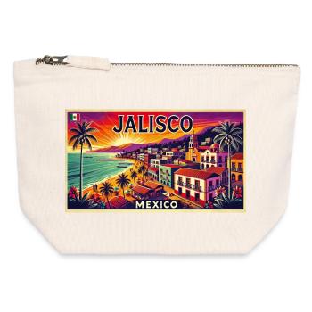 Jalisco Mexico beach palm design - Canvas Zip Pouch 12 x 13 cm - nature - Front