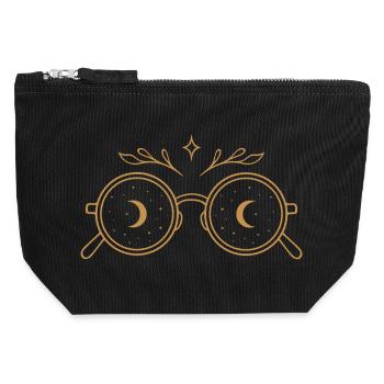 Witchy Brille mit Monden - Mittsommer Vibes - Canvas Reißverschluss-Täschchen (12 x 13 cm) - Schwarz - Vorne
