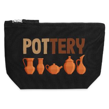 Ceramic Lovers Stylish Pottery Art - Canvas Zip Pouch 12 x 13 cm - black - Front