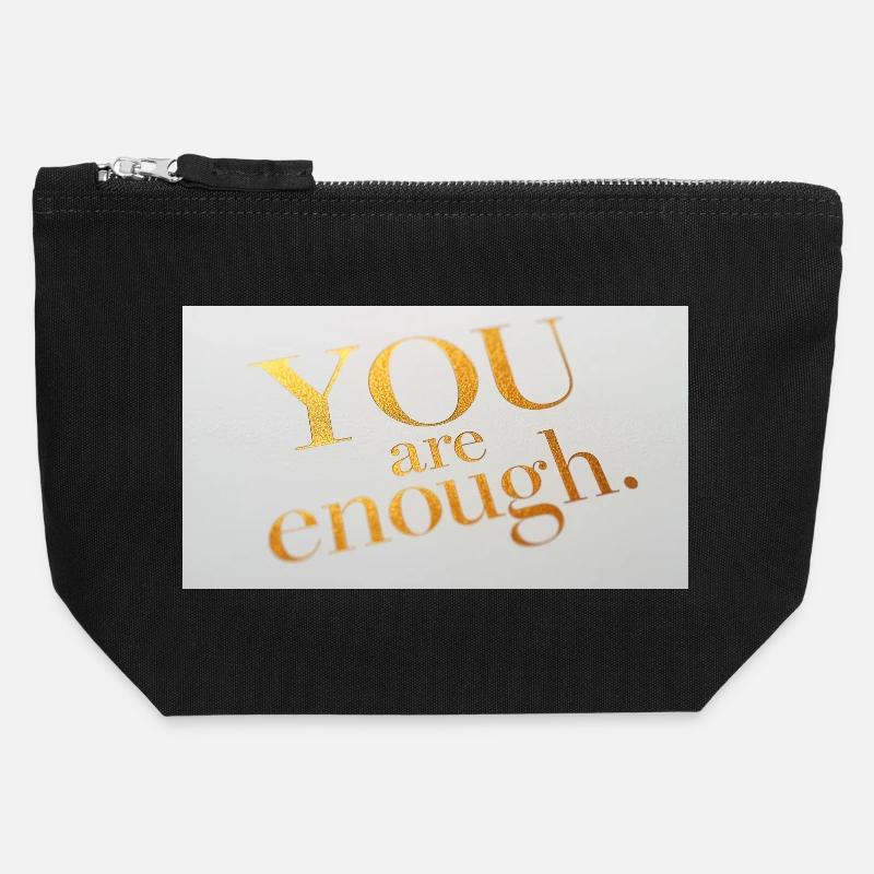 Motivational Gold Foil Text Print - Canvas Zip Pouch 12 x 13 cm - black
