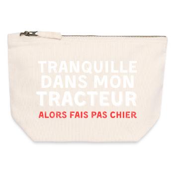 Humor Tractor Man Woman Farmer - Canvas Zip Pouch 12 x 13 cm - nature - Front