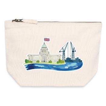 Belfast Skyline City Hall & Cranes UK - Canvas Reißverschluss-Täschchen (12 x 13 cm) - Naturweiß - Vorne