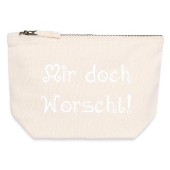 Mir Worscht, des expressions drôles du Palatinat - Pochette zippée en toile 12 x 13 cm - blanc naturel - Devant