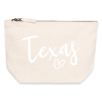 Texas Heart Women's Love Texas - Canvas Reißverschluss-Täschchen (12 x 13 cm) - Naturweiß - Vorne