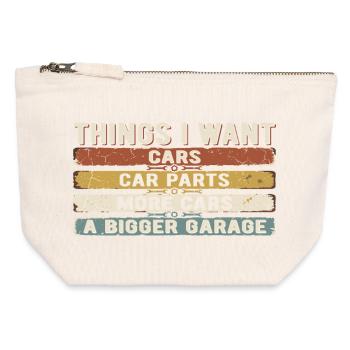 Vintage Garage Car Humor | Mecano Gift - Canvas Zip Pouch 12 x 13 cm - nature - Front