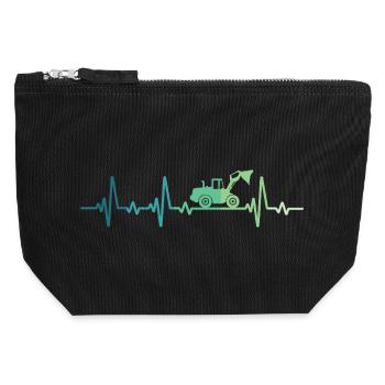 Radlader Heartbeat Bulldozer - Canvas Reißverschluss-Täschchen (12 x 13 cm) - Schwarz - Vorne