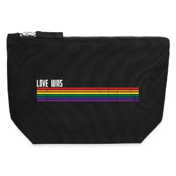 Superposition de fierté à rayures arc-en-ciel - Pochette zippée en toile 12 x 13 cm - noir - Devant