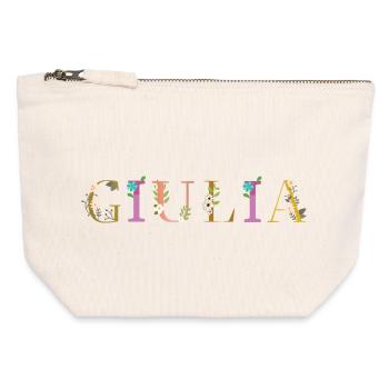 GIULIA name decorated with flowers - Canvas Zip Pouch 12 x 13 cm - nature - Front