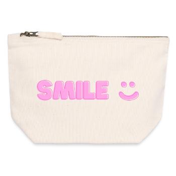 Smile print - Canvas Zip Pouch 12 x 13 cm - nature - Front