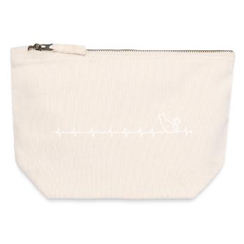 Battement de cœur de chat - Pochette zippée en toile 12 x 13 cm - blanc naturel - Devant