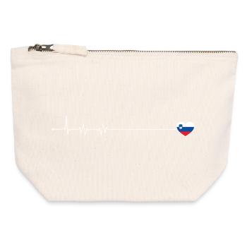 Drapeau Heartbeat Slovénie - Pochette zippée en toile 12 x 13 cm - blanc naturel - Devant