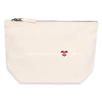 Croatian Heartbeat Flag - Canvas Zip Pouch 12 x 13 cm - nature - Front