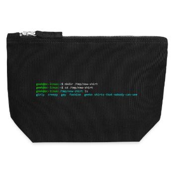 Linux-Terminal - Canvas Reißverschluss-Täschchen (12 x 13 cm) - Schwarz - Vorne