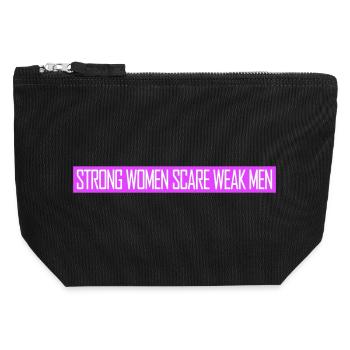 Des femmes fortes effraient les hommes faibles Féministe confiante - Pochette zippée en toile 12 x 13 cm - noir - Devant
