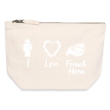 I Love French Horn - Canvas Zip Pouch 12 x 13 cm - nature - Front