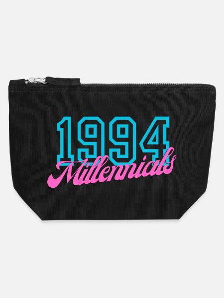 1994 Millennials Retro Date Design - Canvas Zip Pouch 12 x 13 cm - black