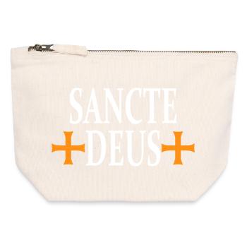 Sancte Deus Kreuz Religiöses Design - Canvas Reißverschluss-Täschchen (12 x 13 cm) - Naturweiß - Vorne