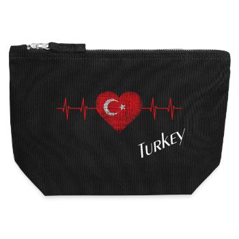 Turkey heartbeat flag motif - Canvas Zip Pouch 12 x 13 cm - black - Front