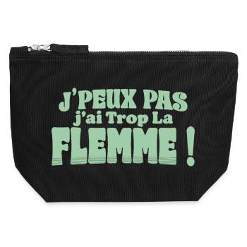 J’peux pas j’ai trop la flemme - Pochette zippée en toile 12 x 13 cm - noir - Devant