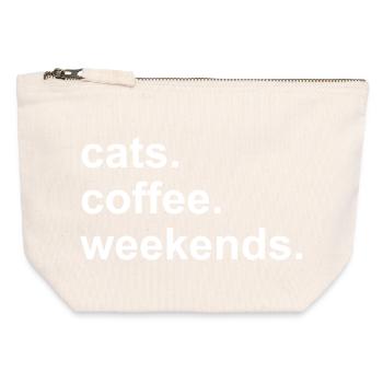 Coffee Cats Wochenenden süßes Kawaii Koffein-Geschenk - Canvas Reißverschluss-Täschchen (12 x 13 cm) - Naturweiß - Vorne