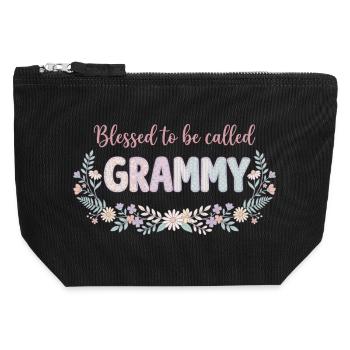 Grammy Oma Blumen Geschenk süße Oma - Canvas Reißverschluss-Täschchen (12 x 13 cm) - Schwarz - Vorne