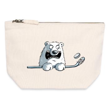 Cooler Eisbär Mit Eishockeyschläger I Eishockey - Canvas Reißverschluss-Täschchen (12 x 13 cm) - Naturweiß - Vorne