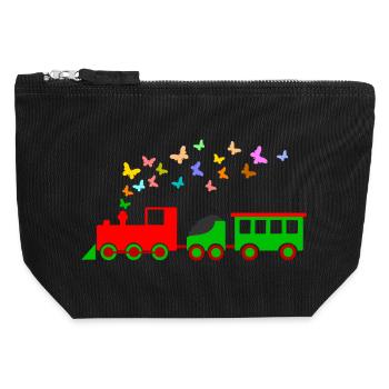 locomotive - Pochette zippée en toile 12 x 13 cm - noir - Devant